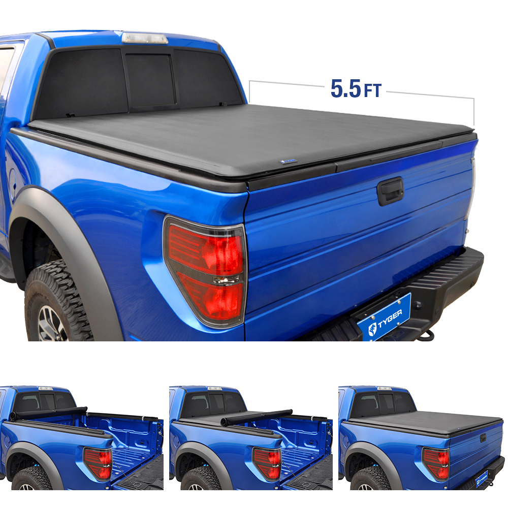 Photo 1 of Tyger Auto T1 Roll Up Truck Tonneau Cover TG-BC1N9032 Works with 2004-2015 Nissan Titan Fleetside 5.5' Bed for Models with or Without The Utili-Track System