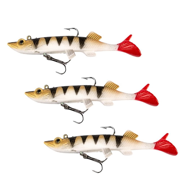 3 piezas de señuelos artificiales de pesca de plomo blando con cola en T de 4,7 pulgadas, con anzuelo simple. 038