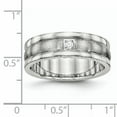 thumbnail image 2 of Stainless Steel Polished and Brushed Grooved CZ Ring, 2 of 10