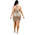 thumbnail image 3 of Plus Metallic Cross Wrap Halter Mini Dress 3XL, 3 of 3