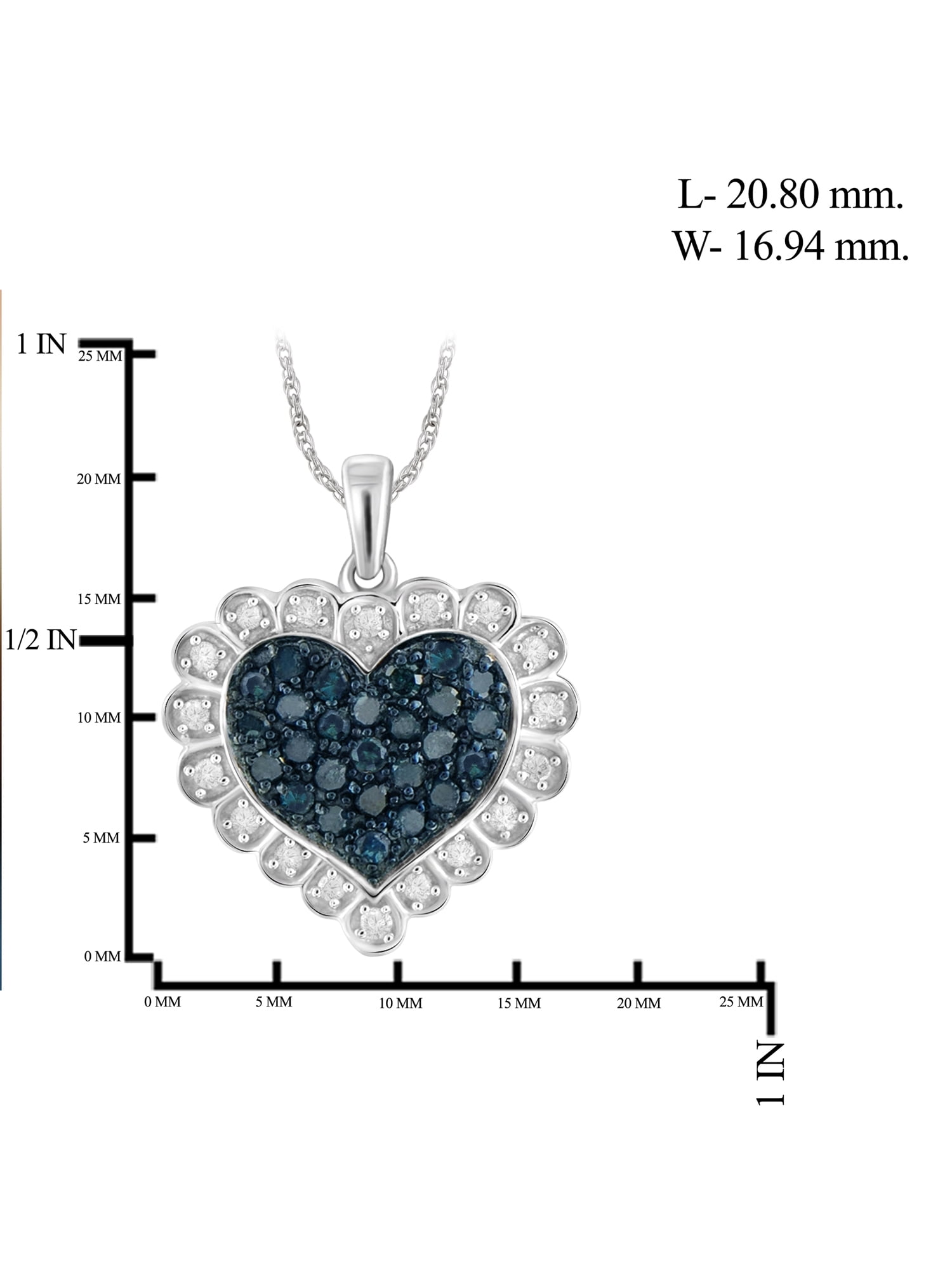 JewelersClub 1/2 CT Blue And White Diamond Sterling Silver Pendant