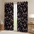 thumbnail image 2 of Manfei Pink Bows Love Hearts Black Print Black Out Curtains for Girls, Cute Ribbon Bows Curtains Pack of 2 (42x63 Each), 2 of 6