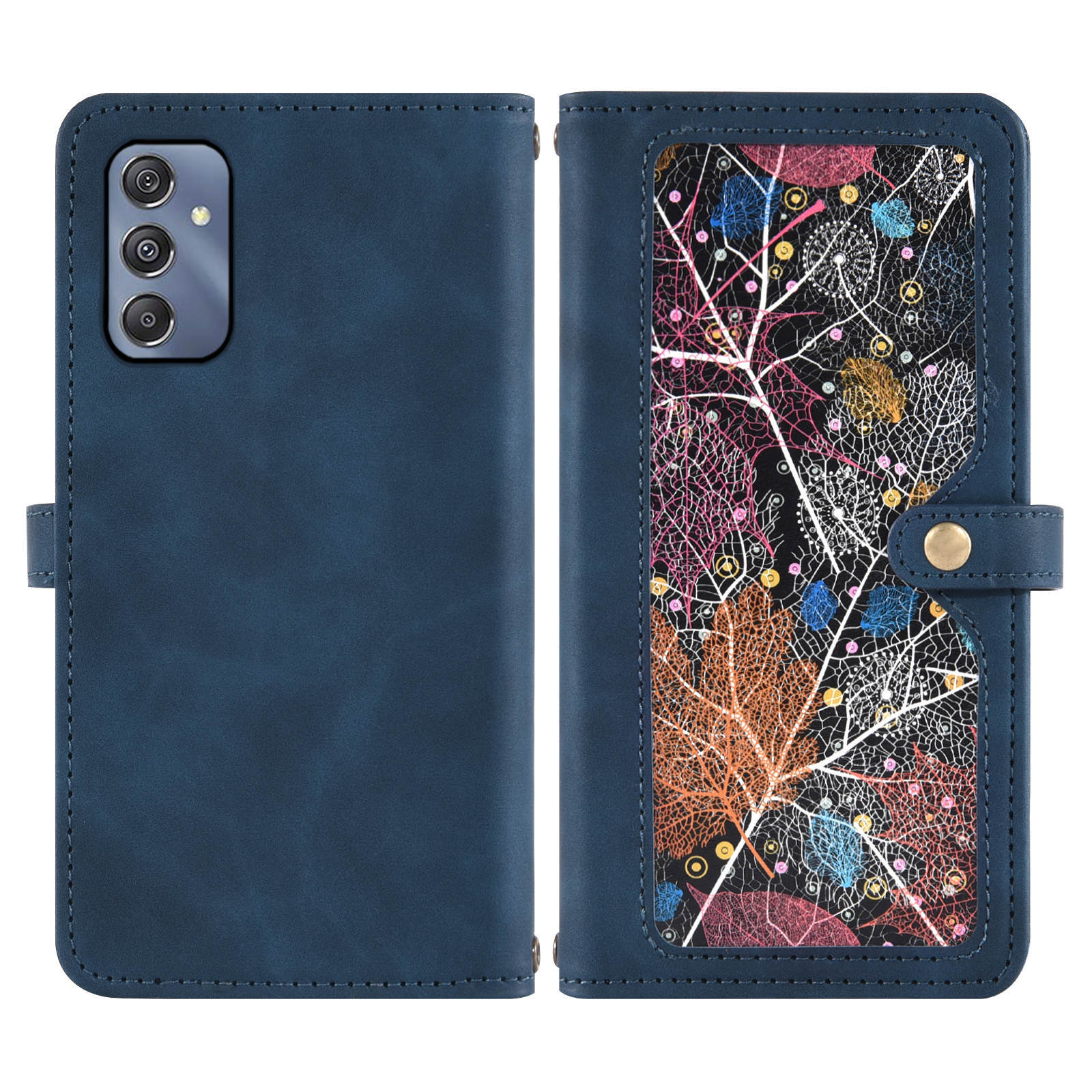 Asuwish Phone Case for Samsung Galaxy A25 5G/A24 4G/M34 /F34 Wallet Cover With Tempered Glass Screen Protector Crossbody Wrist Strap Flip Pattern Zipper Credit Card Holder Cell A 25 25A 24A LTE Blue