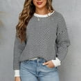 thumbnail image 2 of IROINNID Reduced Womens Sweater Round Neckline Pullover Sweater Solid Color Casual Short Length Long Sleeve Sweater Coat Top Splicing Splicing Coat, 2 of 9