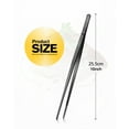 thumbnail image 2 of Bundlepro 10'' Professional Square Head Stainless Steel Fine Kitchen Cooking Tweezers Tong, Black, 2 of 6