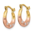 thumbnail image 2 of 14K & White and Rose Rhodium Flower Hoop Earrings, 2 of 3