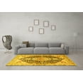 thumbnail image 3 of Ahgly Company Machine Washable Indoor Square Medallion Yellow Traditional Area Rugs, 3' Square, 3 of 4