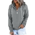 thumbnail image 1 of ICHUANYI Clearance Women's Hooded Solid Color Long-sleeved Sweatshirt Casual Blouse Pullover Tops(Gray, S) ICHUANYI WER2023080901995, 1 of 4