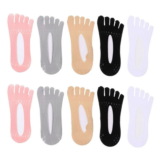 Silicone Toe Socks Breathable Low Cut For Casual Wear Moisture Wicking Invisible Women Socks 5 Pairs
