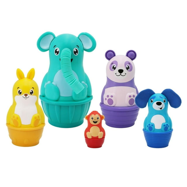 Ensemble-jouet d’animaux empilables et emboîtables, 5 animaux emboîtables, 5 gobelets empilables pour enfants 12 mois et plus, unisexe
