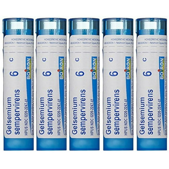 Boiron Gelsemium Sempervirens 6C (Pack of 5) , Homeopathic Medicine for Stage Fright, Apprehension and Fever