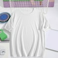 thumbnail image 2 of lcziwo Womens Cotton Basic Tees Shirts Solid Loose Fit Workout Tops Undershirts Crew Neck Short Sleeve Tshirts, White, L, 2 of 10