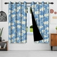 thumbnail image 6 of Blue Floral Curtains,Rustic Style Blackout Window Drapes for Bedroom Living Room 2 Panel Sets,52x84 Inch, 6 of 6