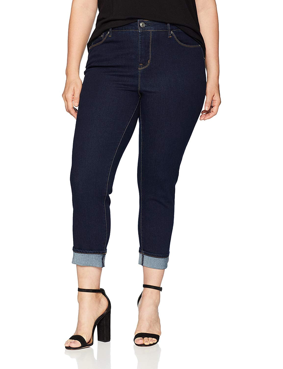 Womens Jeans Plus Mid Rise Skinny Cuffed Stretch 20W