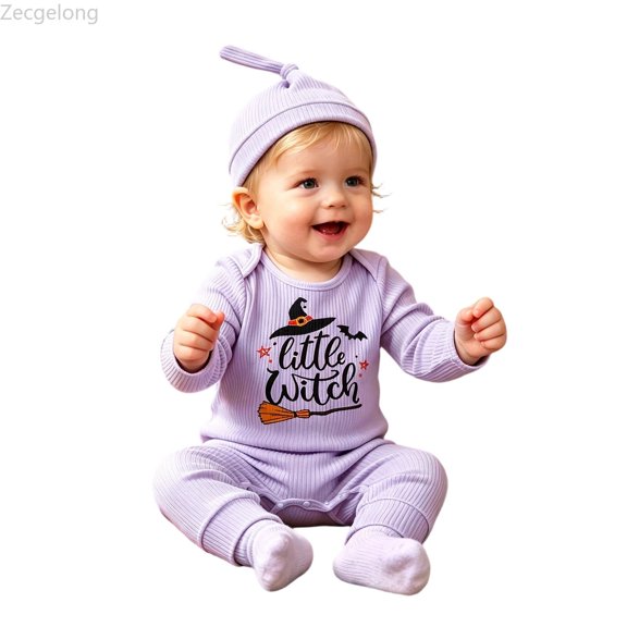 Zecgelong Boys Letter Print Top and Pants Set Fall Party Outfit Purple Size 0-12M