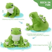 MaoGoLan 4pcs Frog Stuffed Animals 15.7'' Plush Frog Pillow with 3 Frog Babies Plush Toy