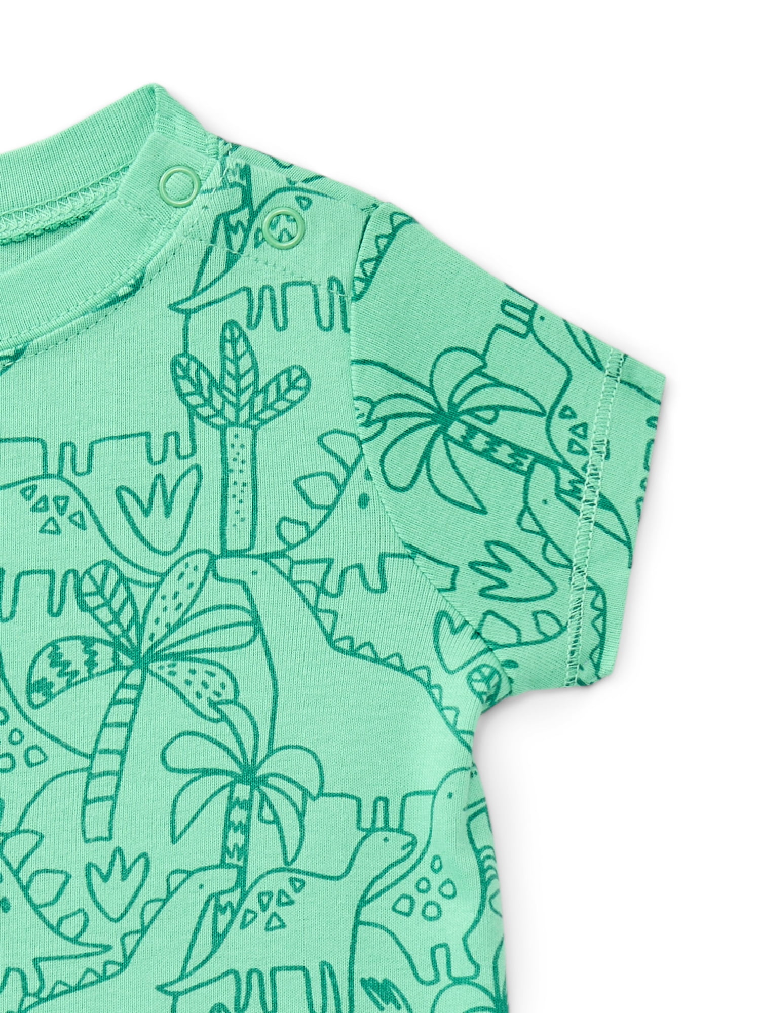 Wonder Nation Baby Boys Cotton Printed Bodysuit with Short Sleeves, Sizes 0M-24M