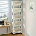 thumbnail image 6 of 5-Tier Rolling Storage Cart 46.4x11.4x7.2in with Wheels Plastic Mobile Organizer for Living Room/Bedroom/Kitchen White, 6 of 9
