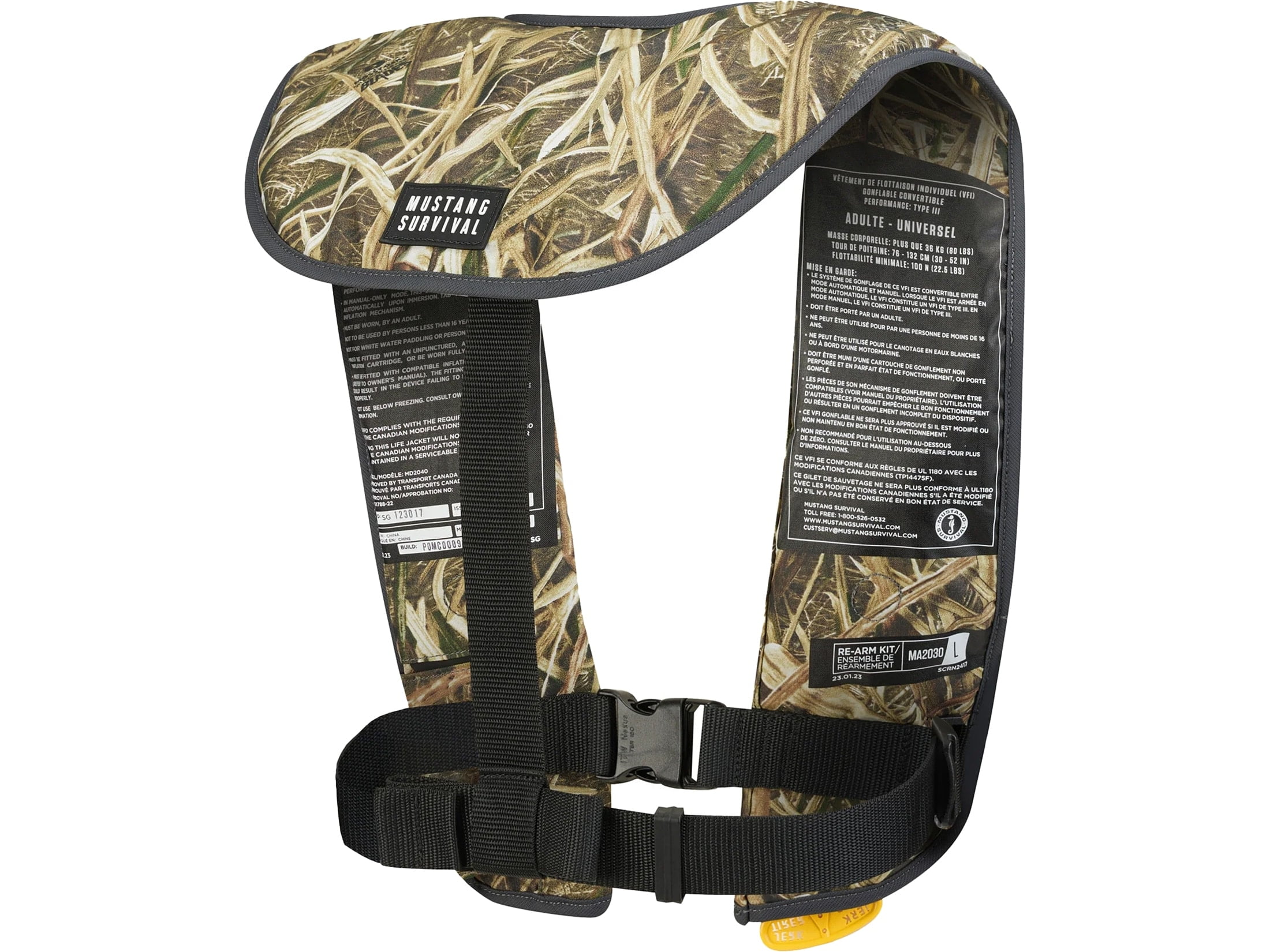 Mustang Survival MIT 100 Convertible A/M Inflatable Life Jacket Mossy Oak Shadow Grass Blades