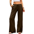 thumbnail image 5 of Wide Leg Palazzo Pants for Women Drawstring Elastic Waist Solid Pants Causal Summer Beach Vacation Pants, 2XL, 5 of 6