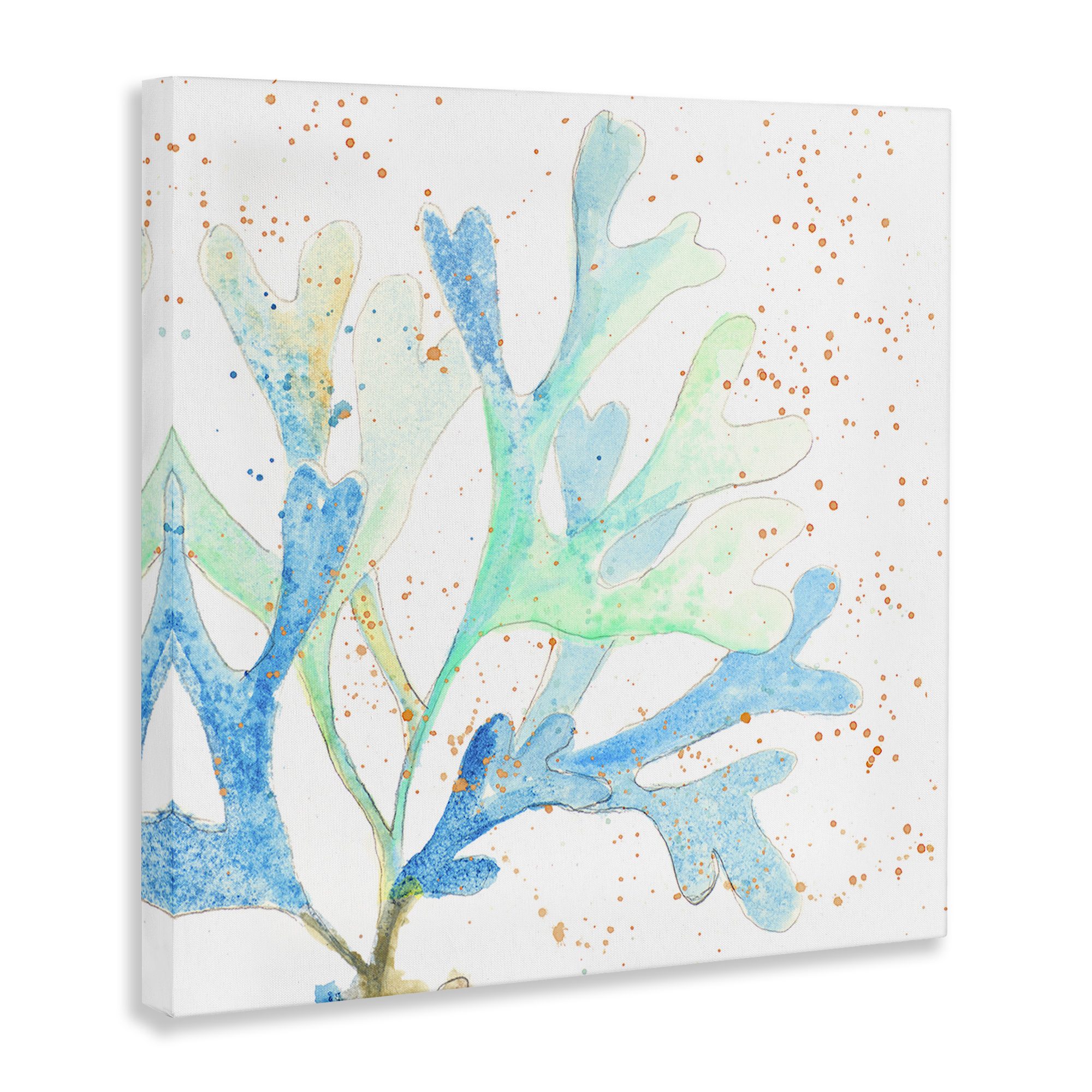 Stupell Industries Speckled Modern Coral Coastal Painting Gallery Wrapped Canvas Art Print Wall Art, 24 x 24