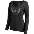 thumbnail image 2 of Women's Black Washington Capitals Lovely Long Sleeve V-Neck T-Shirt, 2 of 3