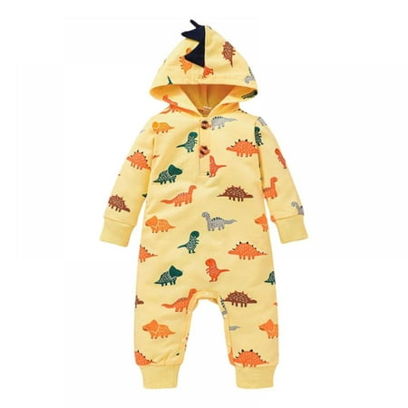 

Newborn Infant Baby Girl Boy Lovely Cartoon Dinosaur Cotton Hooded Romper Jumpsuit Outfits Baby Clothes Bodysuit
