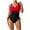 Red One Piece Swimsuit, variant on YanHoo Full Coverage Swimsuits for Women 2026 Tummy Control One Piece Swimsuit Push Up Bathing Suits Colorblock Monokinis Red,XXL
