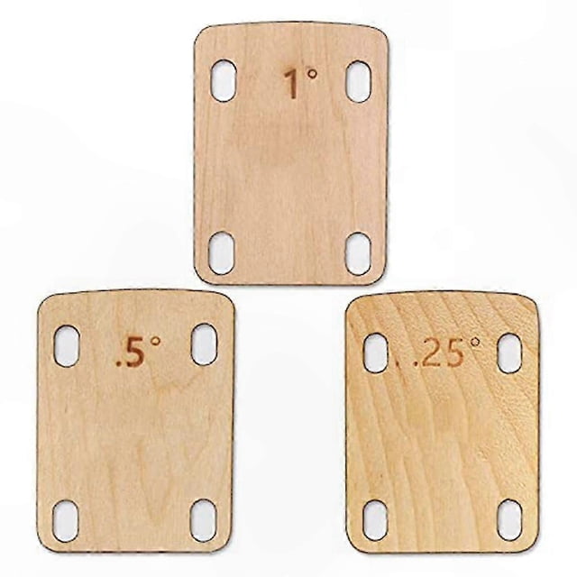 3-Pack Guitar Neck Shims, Maple Wood Shim Set for Neck Angle Adjustment - 0.25°, 0.5°, 1° Compatibility Tool