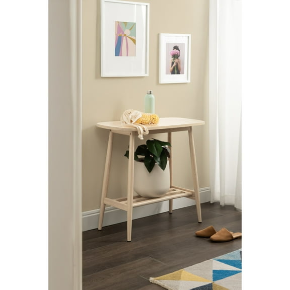 Kate and Laurel Nilas Modern Rectangle Wood Console Table, 32 x 16 x 30, Light Natural, Decorative Transitional Two-Tier Entryway Table with Storage and Solid Rubberwood Construction