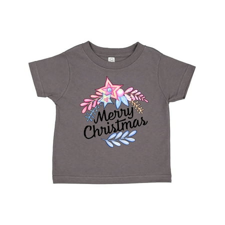 

Inktastic Merry Christmas Pink and Blue Flowers Gift Toddler Boy or Toddler Girl T-Shirt