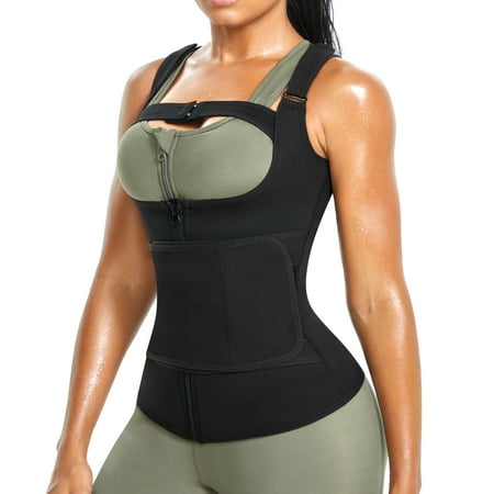 

Gotoly Women Sauna Sweat Waist Trainer Corset Trimmer Vest Neoprene Weight Loss Tummy Control Body Shaper(Black X-Large)