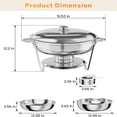 thumbnail image 4 of Ourlova Réchaud à Fondue et Nourriture en Acier Inoxydable 5QT Ensemble Buffet Rond avec Couvercle Support Cuillère et Pinces (Argent Lot de 6), 4 of 8