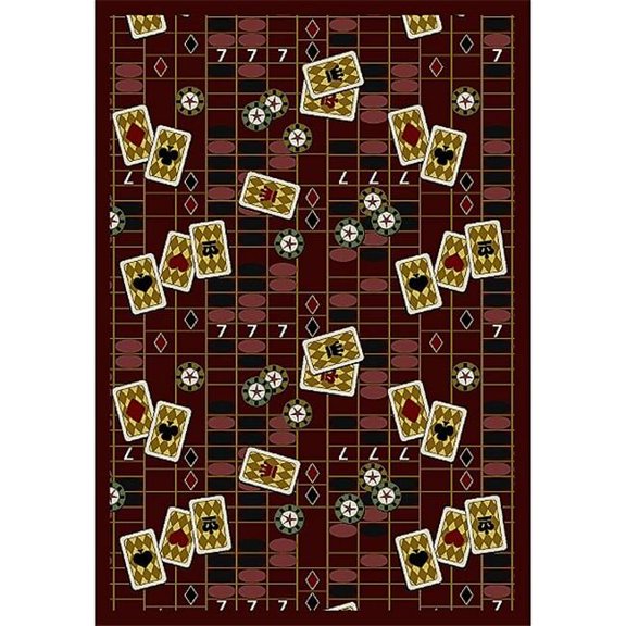 Feeling Lucky Burgundy 5 ft.4 in. x 7 ft.8 in.  WearOn Nylon Machine Tufted- Cut Pile Gaming and Entertainment Rug