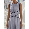 thumbnail image 4 of Women Dusty Purple Casual Sleeveless Maxi Dress, Criss-Cross Waist Design, 4 of 4