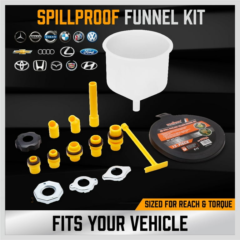 EPAuto Spill Proof Radiator Coolant Filling Funnel Kit 