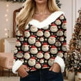 thumbnail image 2 of larppty Christmas Shirt Women Sexy Plush Fur Trim Vneck Xmas Top Holiday Party Blouses Long Sleeve Pullover Christmas Costume (Black, 4XL), 2 of 8
