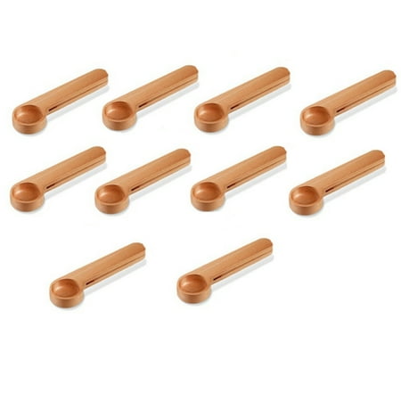 

Wooden Multifunction Coffee Scoop Sealing Tablespoon Bag Clip (10Pcs)