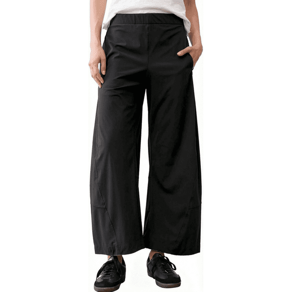 UZMOG Pants for Women, Barrel Pants Women Elastic Waist Tapered Leg Baggy Mid Rise Travel Work Casual Trousers Lounge Pants with Pockets