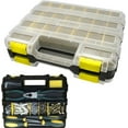 thumbnail image 2 of UYGDUY-Double Side Tool Box Organizer, Hardware Storage Box, Portable Small Parts Organizer with Removable Plastic Dividers for Screws, Nuts, Nails, Bolts, Yellow, 2 of 4