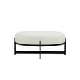 thumbnail image 3 of Benjara Aop 36 Inch Boucle Ottoman Stool, White Round Cushioned Seat, Black Base, 3 of 6