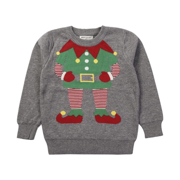 Suéter Para Niños, Bebés, Niñas, Niños, Navidad, Papá Noel, Suéter De Punto, Suéter, Tops, Gris Odeerbi LM103-3074