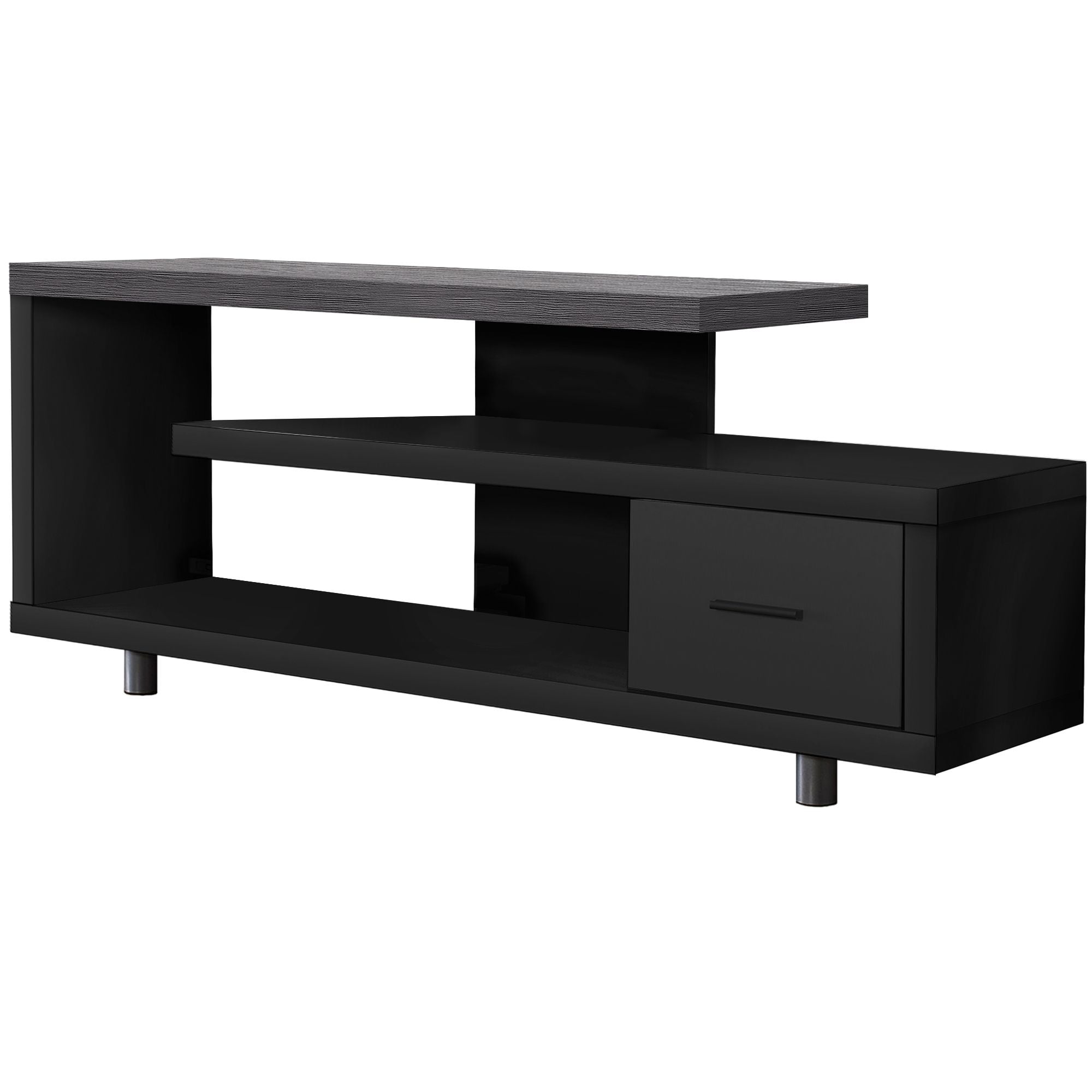 60" Black and Gray Contemporary Style Rectangular TV Stand