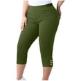 thumbnail image 4 of QATAINLAV Maternity Plus Size Pull On Capris Casual Elastic Waist Yoga Cropped Pants Solid Color Capri Leggings, Army Green, XXXXXL, 4 of 9