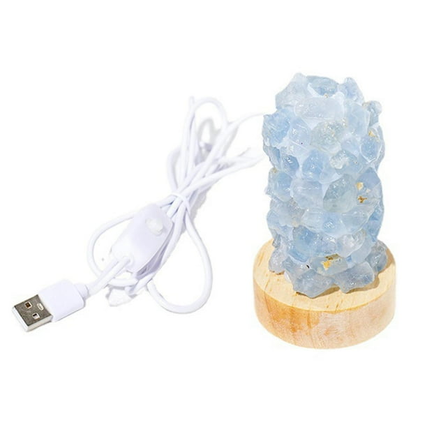 Lámpara de noche de cristal natural creativa decorativa para tocador, sala de estar y dormitorio. Luz calida
