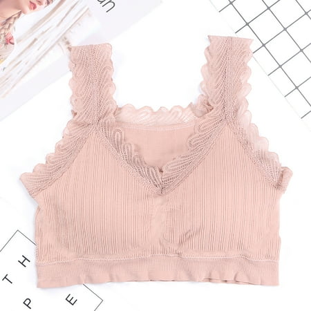 

asdoklhq Sports Bras for Women Plus Size Women s New Lace No Steel Ring Anti-glare Sports Vest Underwear