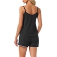 thumbnail image 3 of INSPIRE CHIC Women's Pajama Sets Sleeveless Cami Jersey Knit Double Spaghetti Strap V Neck Tops with Shorts Sleepwear Set M Black, 3 of 6