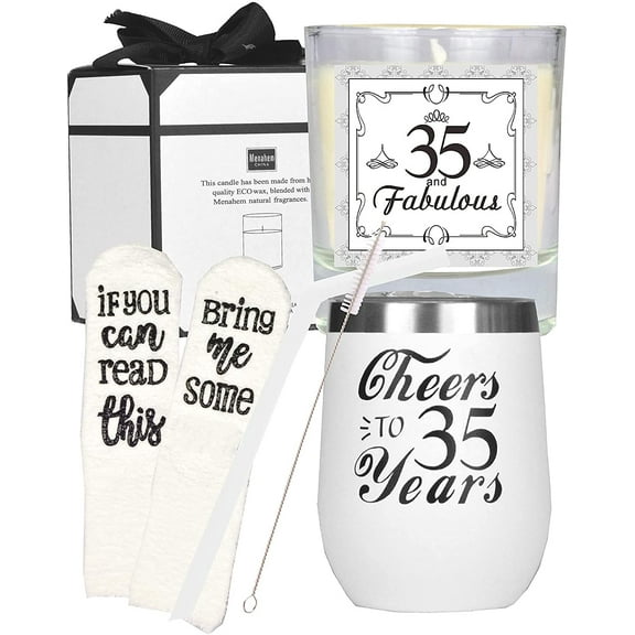 MEANT2TOBE White 35th Birthday Gifts for Women - Tumbler, Decorations & More! Perfect Turning 35 Year Old Birthday Gift Ideas for Her