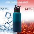 thumbnail image 4 of Insulated Water Bottle, 32oz Vacuum Stainless Steel Metal Sports Water Bottles with Stickers, Straw & Spout Lid (2 Lids), Double Walled to Keeps Hot, 4 of 8