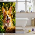 thumbnail image 3 of Manfei Corgi Dog Corgi Shower Curtain 72Wx72L, Neon Doodle Bathroom Curtain, Green Gold, 3 of 5